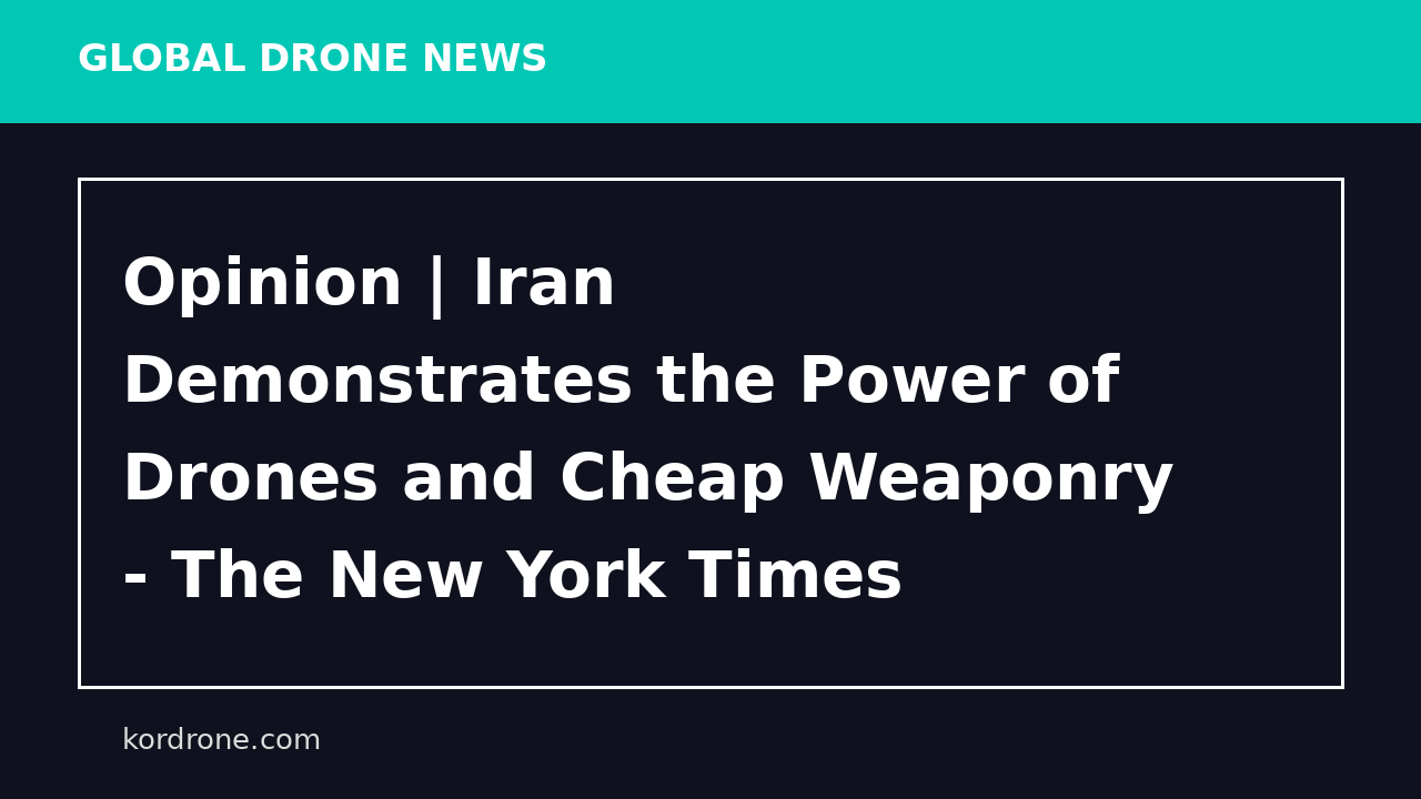 Opinion | Iran Demonstrates the Power of Drones and Cheap Weaponry - The New York Times
