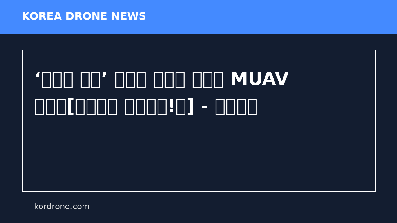 ‘한국형 리퍼’ 중고도 정찰용 무인기 MUAV 위력은[이현호의 밀리터리!톡] - 서울경제