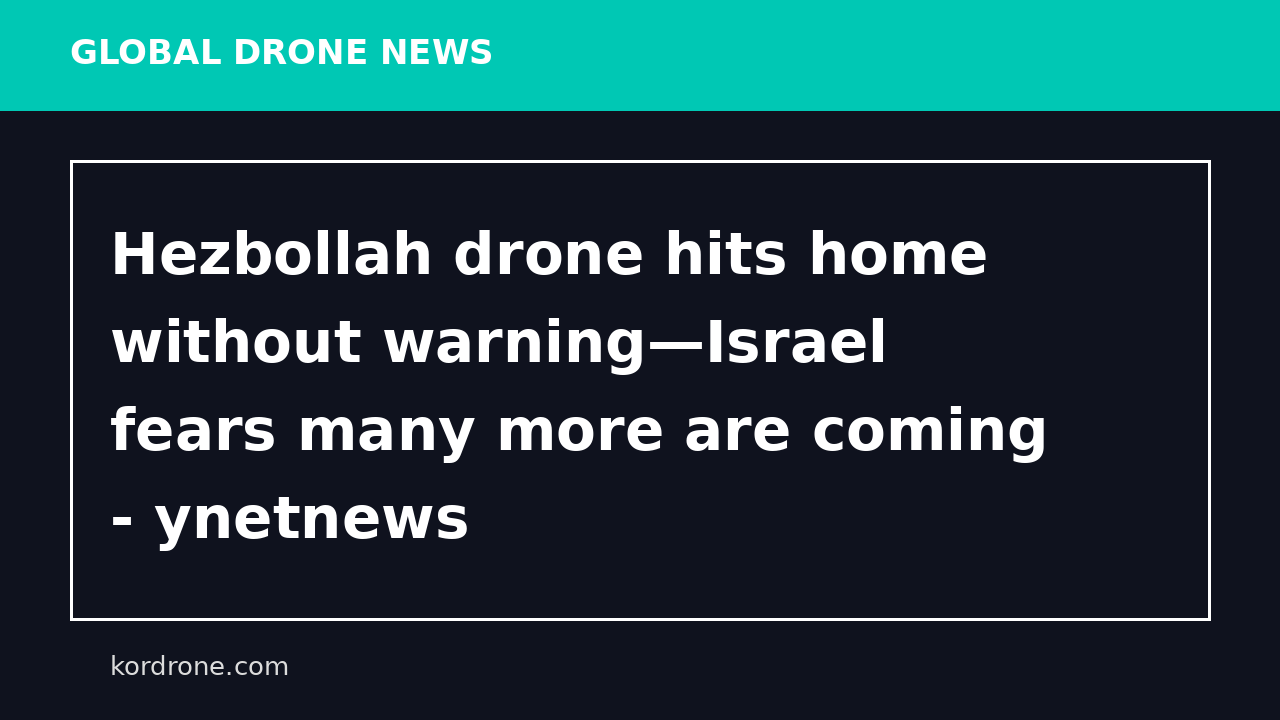 Hezbollah drone hits home without warning—Israel fears many more are coming - ynetnews