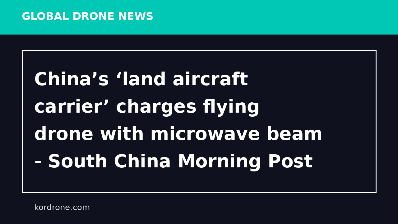 China’s ‘land aircraft carrier’ charges flying drone with microwave beam - South China Morning Post