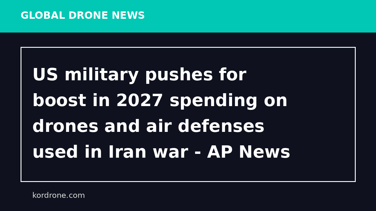 US military pushes for boost in 2027 spending on drones and air defenses used in Iran war - AP News
