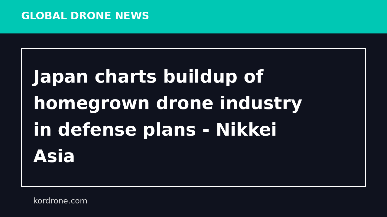 Japan charts buildup of homegrown drone industry in defense plans - Nikkei Asia