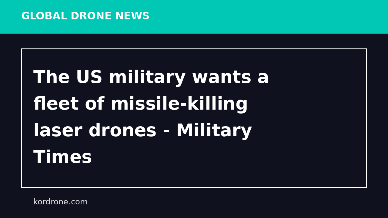 The US military wants a fleet of missile-killing laser drones - Military Times