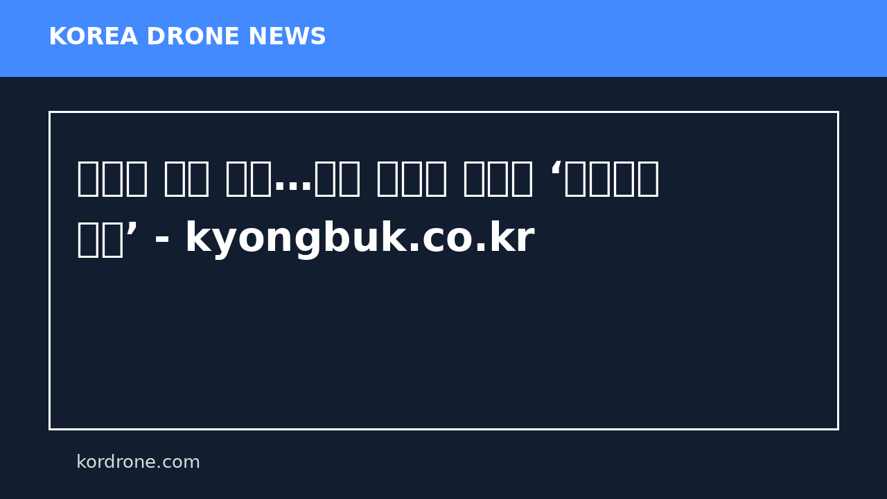 드론이 찾은 생명…영양 일월산 실종자 ‘골든타임 구조’ - kyongbuk.co.kr