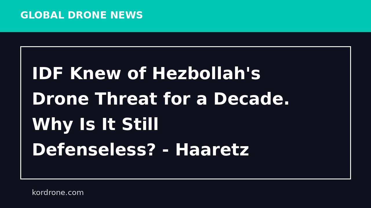 IDF Knew of Hezbollah's Drone Threat for a Decade. Why Is It Still Defenseless? - Haaretz