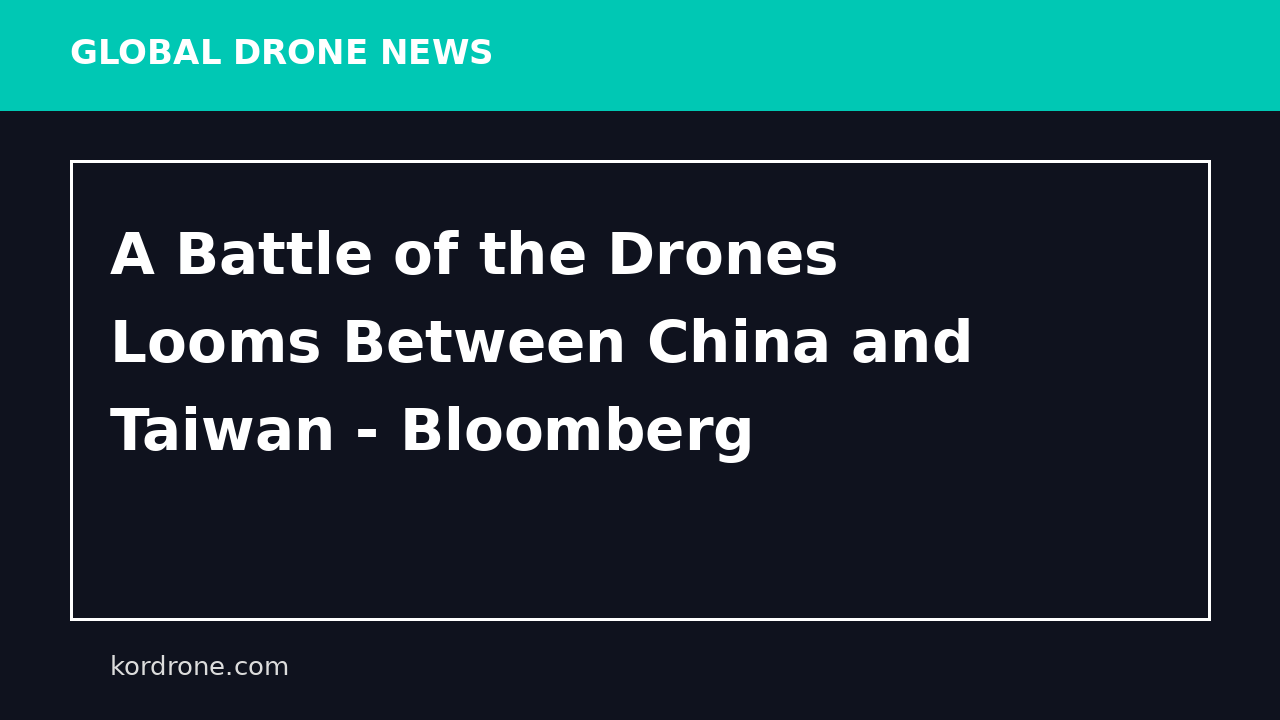 A Battle of the Drones Looms Between China and Taiwan - Bloomberg