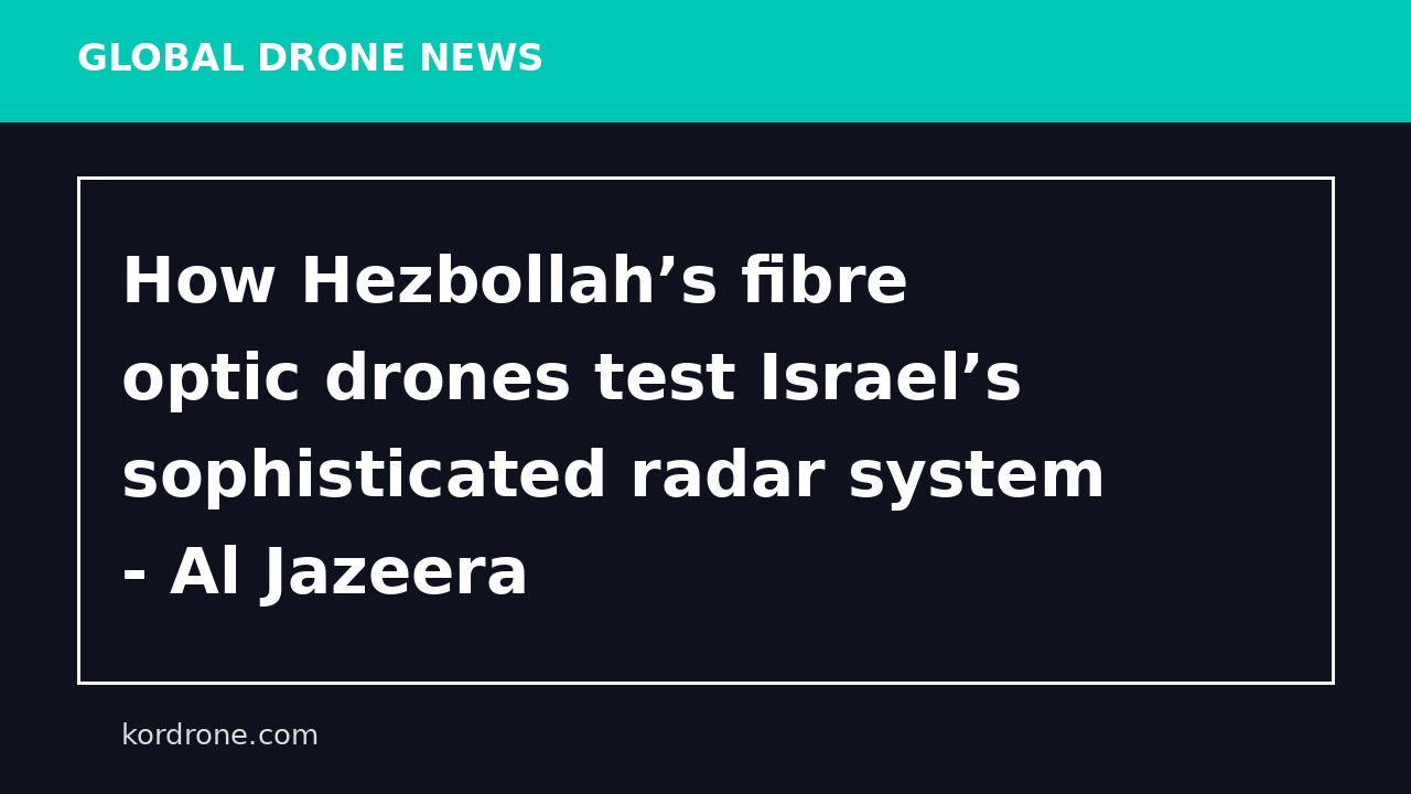 How Hezbollah’s fibre optic drones test Israel’s sophisticated radar system - Al Jazeera