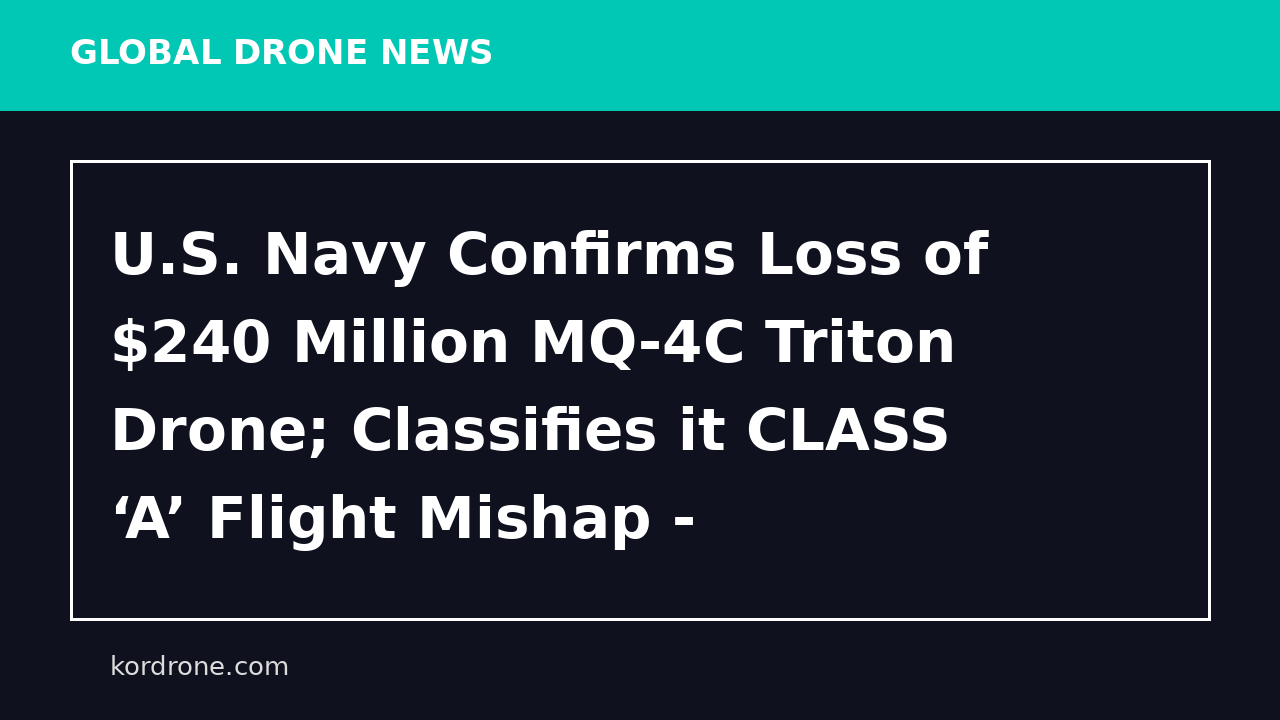U.S. Navy Confirms Loss of $240 Million MQ-4C Triton Drone; Classifies it CLASS ‘A’ Flight Mishap - EurAsian Times