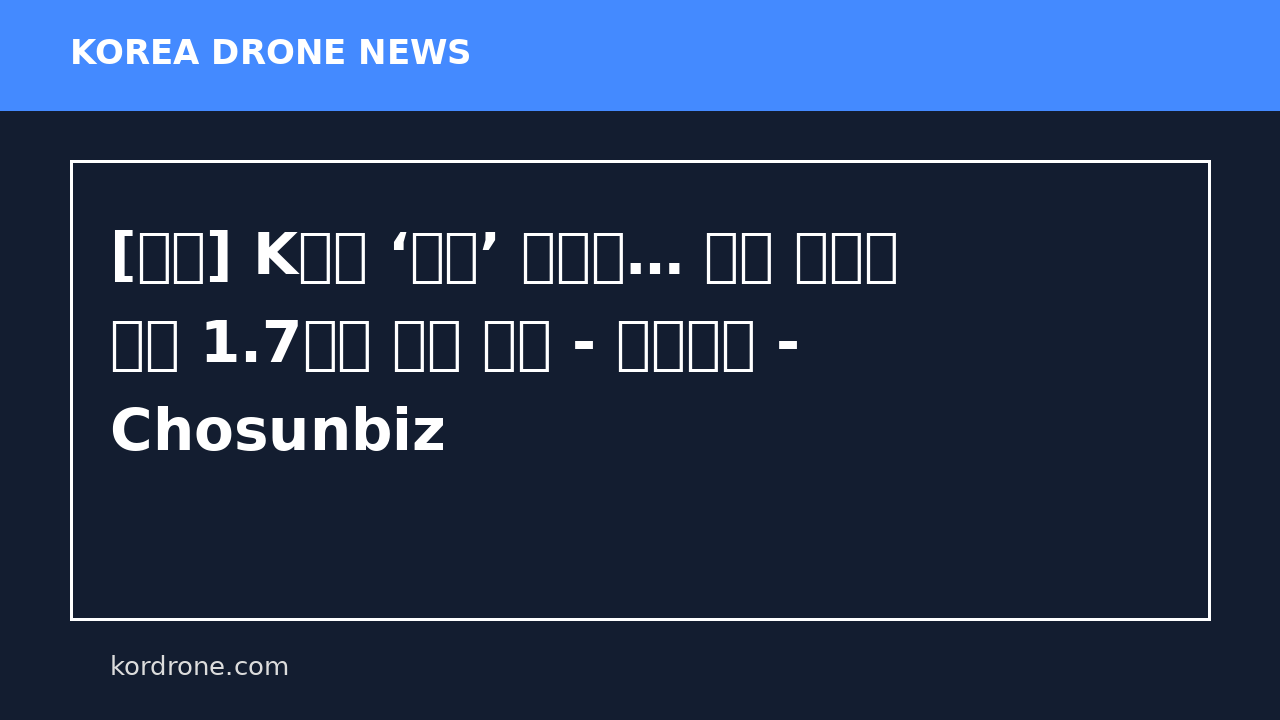 [단독] K드론 ‘큰손’ 국방부… 내년 교육용 드론 1.7만대 구입 추진 - 조선비즈 - Chosunbiz